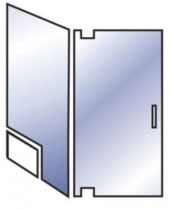 Right Angle Pivot Door with Notched Pane