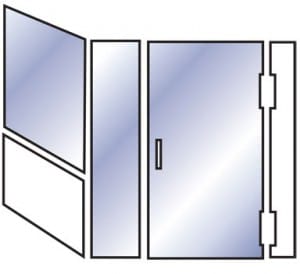 Right Angle Swing Door with Panel & Half Pane