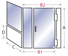 Right Angle Swing Door with Panel & Half Pane diagram