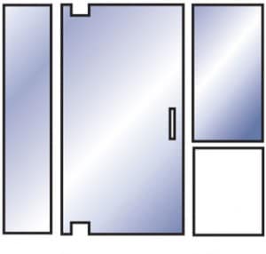 Inline Pivot Door with Panel and Half Panel