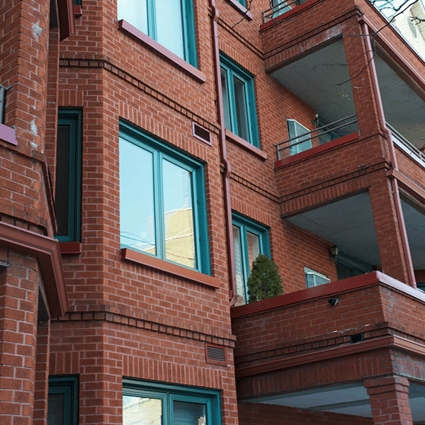 Combination windows on a residential building