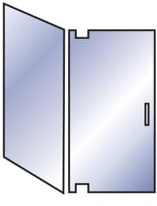 Right Angle Pivot Door with Pane