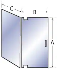 Right Angle Pivot Door with Pane diagram