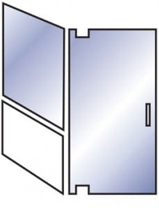 Right Angle Pivot Door with Half Pane