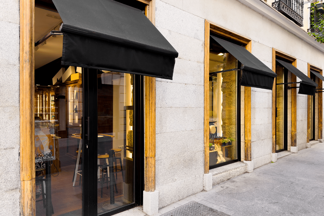 Retail storefront glass entrance