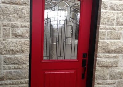 Red residential entry door