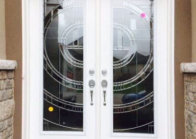 Double entry door glass