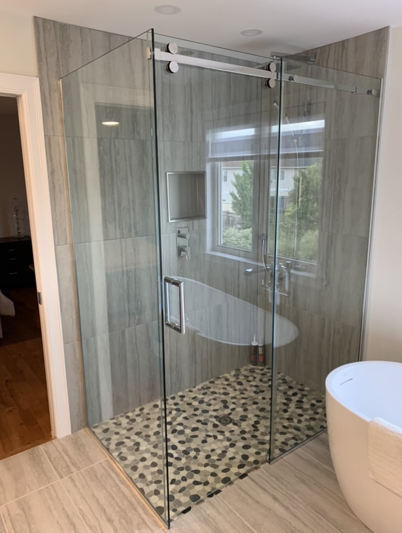 Custom shower glass installation