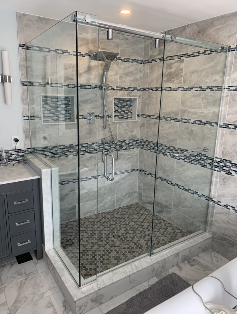 Semi-frameless shower glass installation