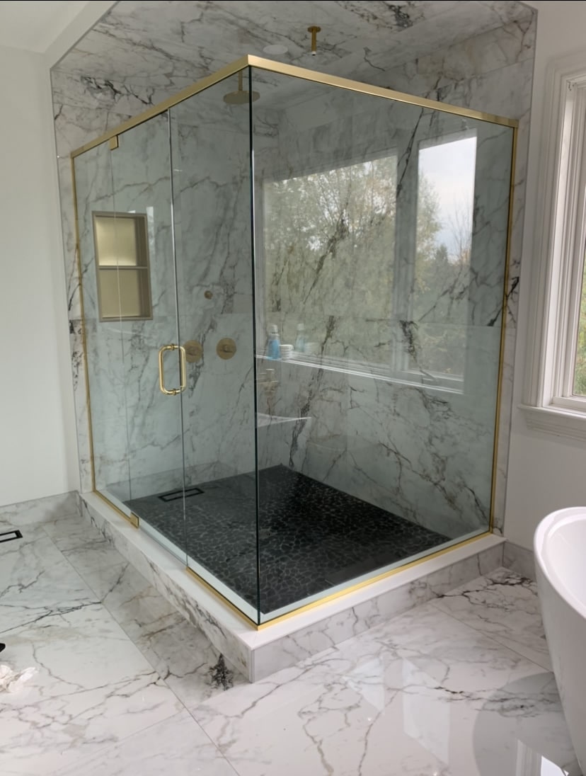 Inline shower door and panel