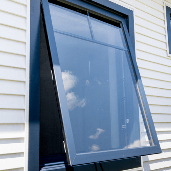 Awning window opened outward from the bottom