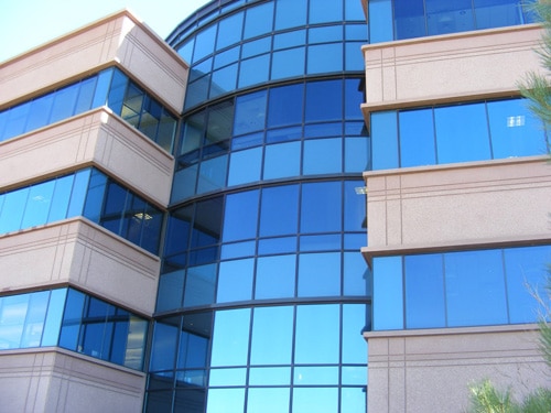 Commercial building tinted glass