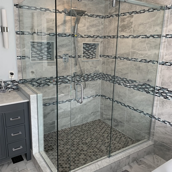 Glass shower enclosure display