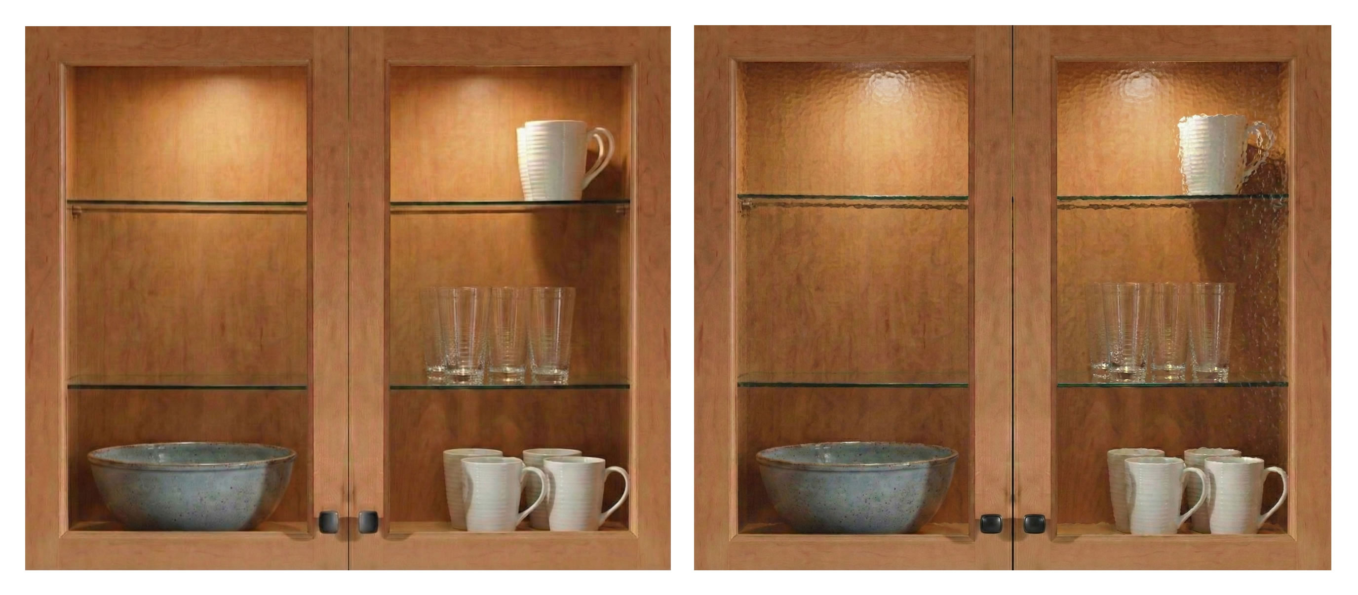 Clear glass compared with Pinhead patterned glass