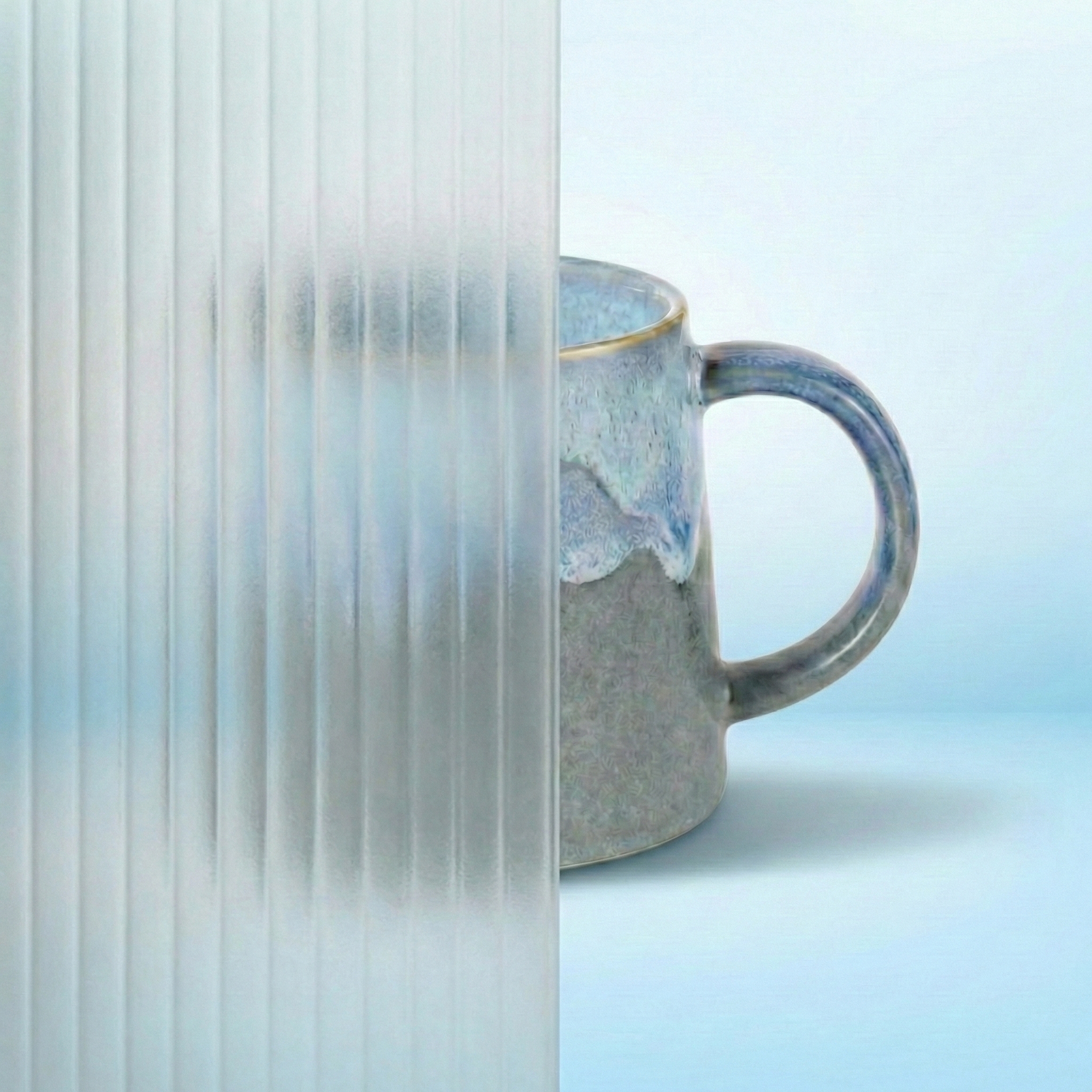 Reed Frosted patterned glass installed sample