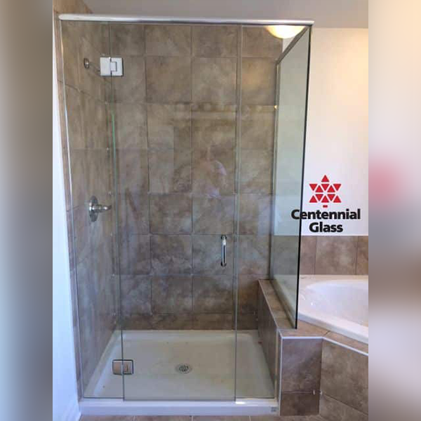 Right Angle Swing Door with Panel & Half Pane glass shower