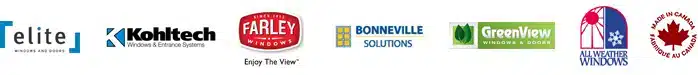 Elite, Kohltech, Farley, Bonneville, Greenview and All Weather Windows logos